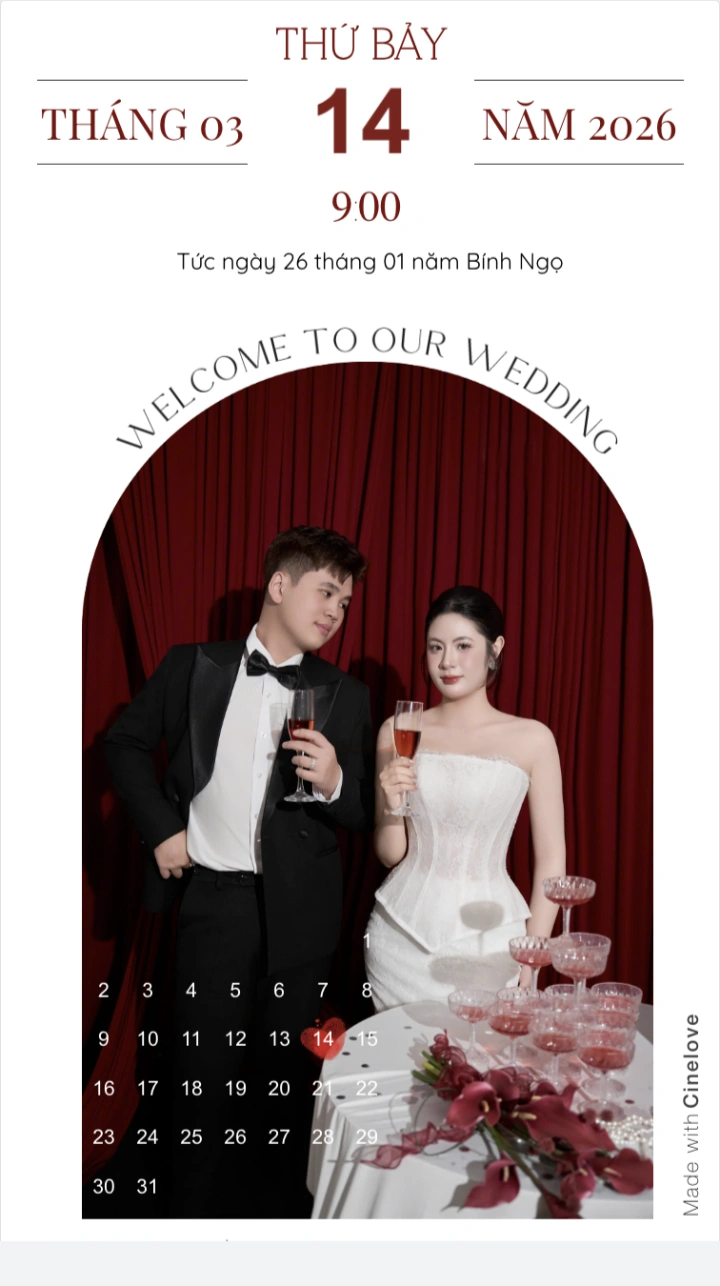Thiệp cưới online Happy Wedding từ Cinelove