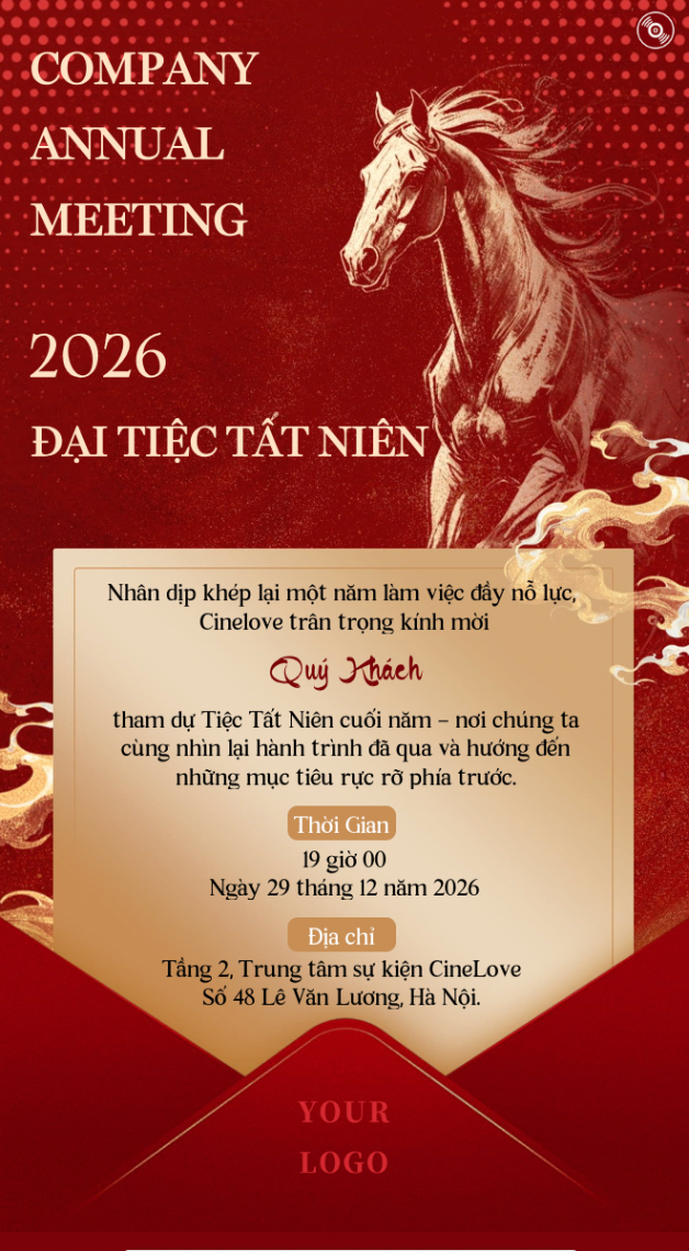 Thiệp tất niên ngựa vàng Annual Meeting