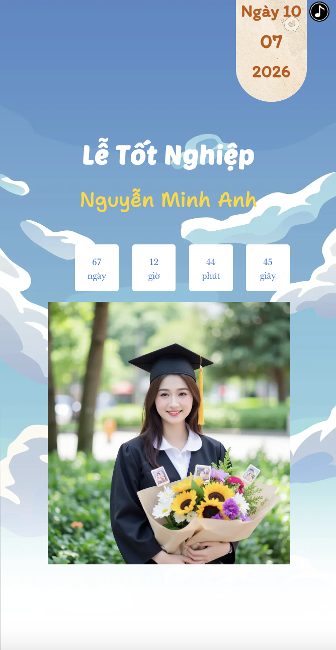 Thiệp tốt nghiệp trời mây hoa hướng dương