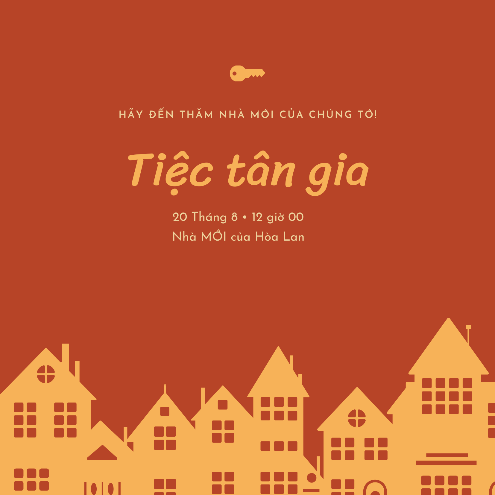 Thiệp tân gia đỏ vàng truyền thống