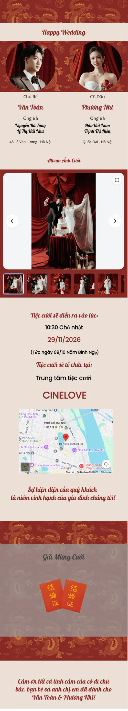 Thiệp cưới online miễn phí - Thiệp cưới 100 | Cinelove