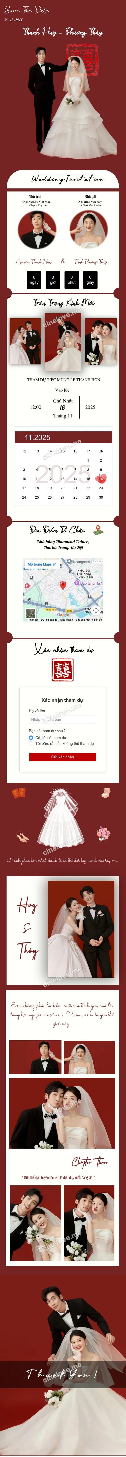 Thiệp cưới online miễn phí - Thiệp cưới đỏ đô chữ viết tay trắng | CineLove
