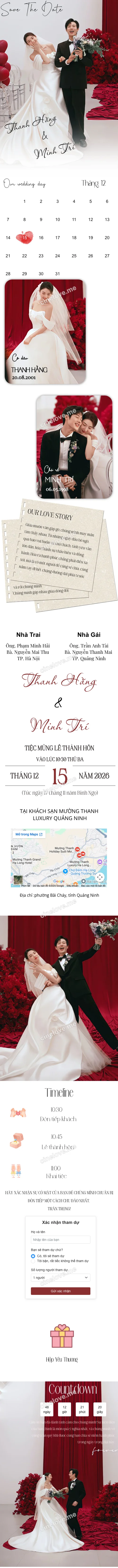 Thiệp cưới online miễn phí - Thiệp cưới hoa hồng đỏ Our Love Story | CineLove