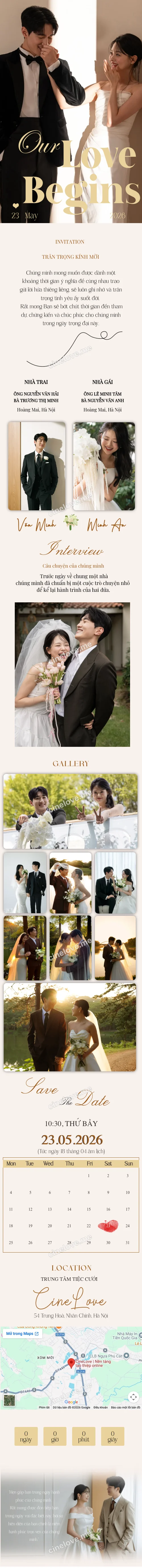 Thiệp cưới online miễn phí - Thiệp cưới tạp chí Our Love Begins | CineLove