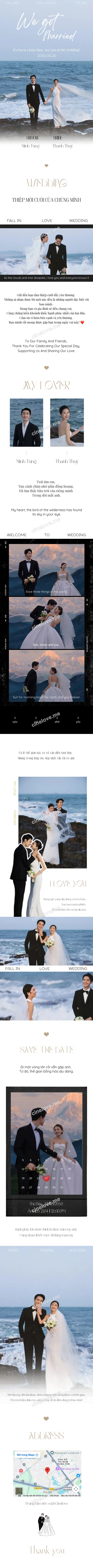 Thiệp cưới online miễn phí - Thiệp cưới biển xanh dải phim | CineLove